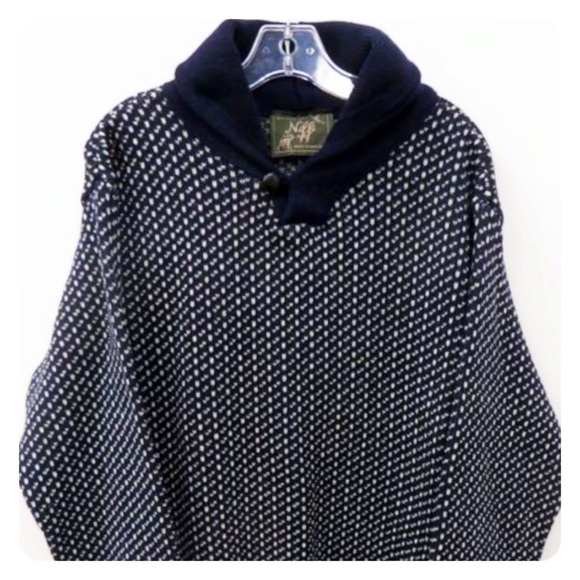 Niffi Other - NWOT🔵⚪️Niffi Nautical High Shawl Collar Sweater L